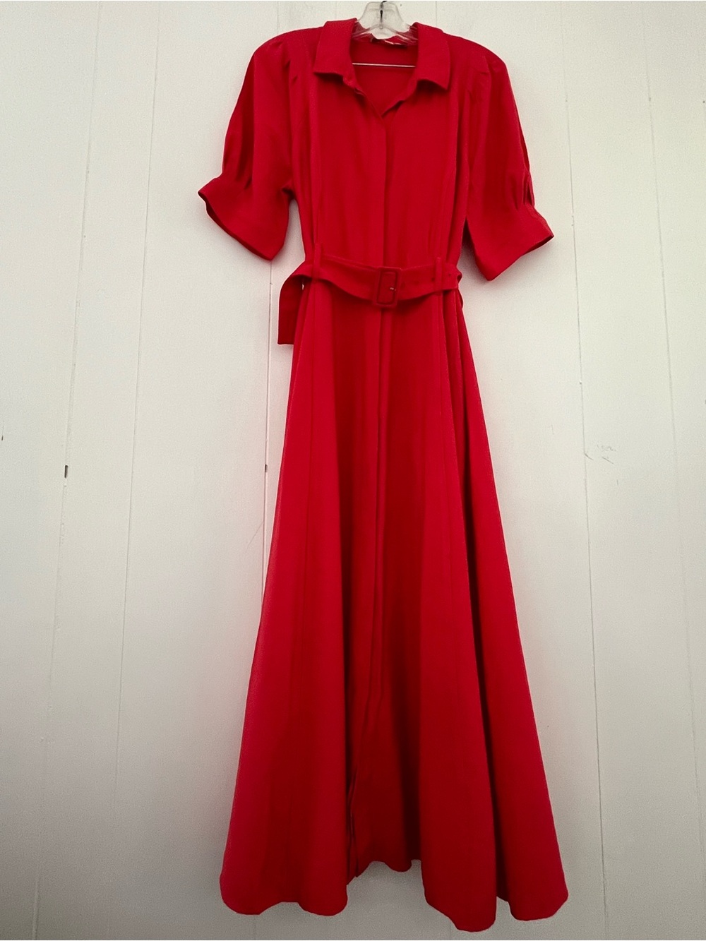 LOFT Classic Red Belted Tailored Shirt Dress Size 12